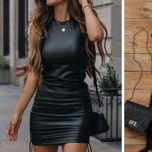 Bellelily faux leather black mini dress M